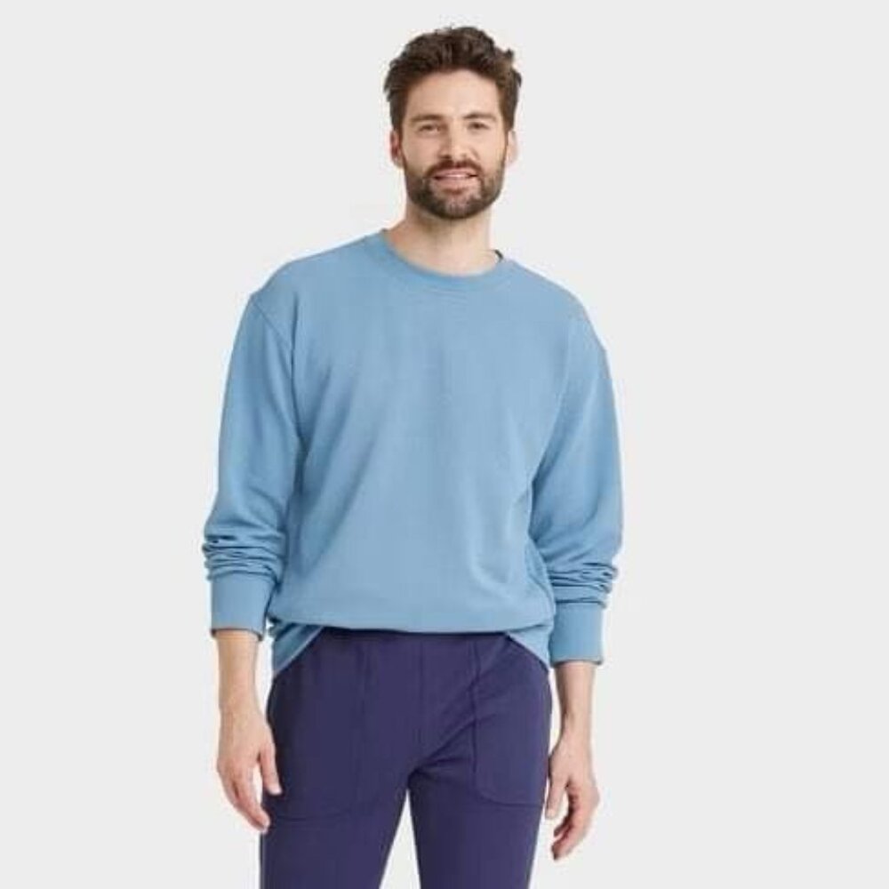 Goodfellow & Co Men's Regular Fit Crewneck Pullover Sweatshirt - Blue, Medium.